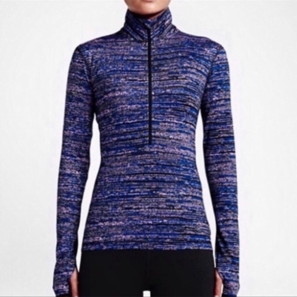 Nike Blue Purple Marled Half-Zip Performance Pullover